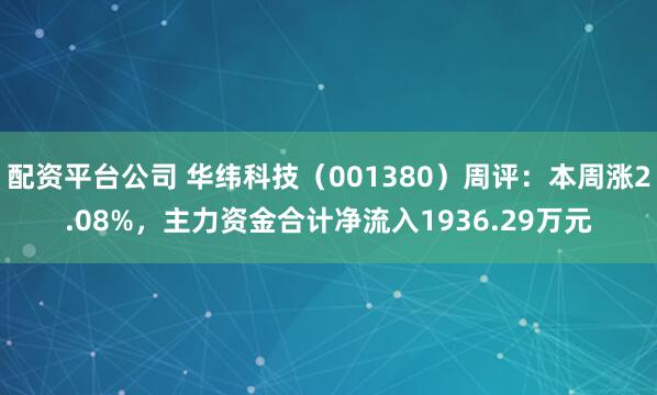 配资平台公司 华纬科技（001380）周评：本周涨2.08%，主力资金合计净流入1936.29万元